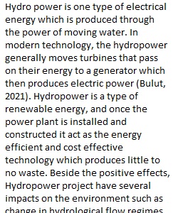 Week 4 assignment: hydroelectric power